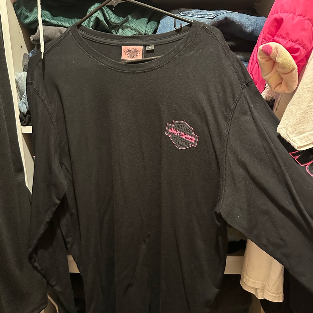 Harley-Davidson Black and Pink Logo Long Sleeve Tee